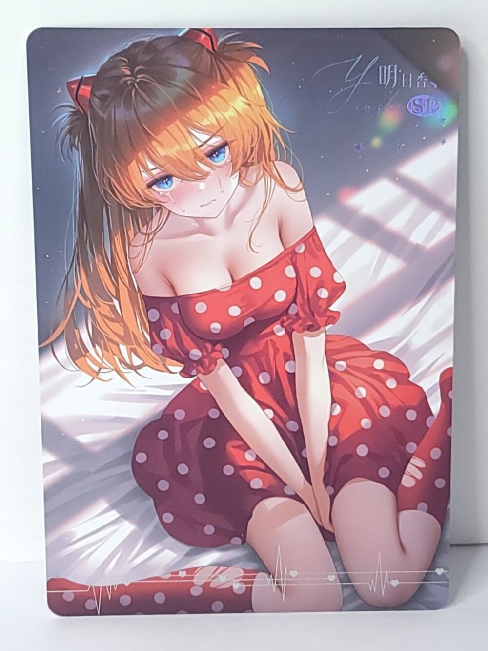 Asuna Red Polka Dot Dress Waifu Card Anime Girl Wall Art Oversized Board A5